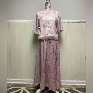 Traditional Chinese Blouse Maxi Skirt Set
